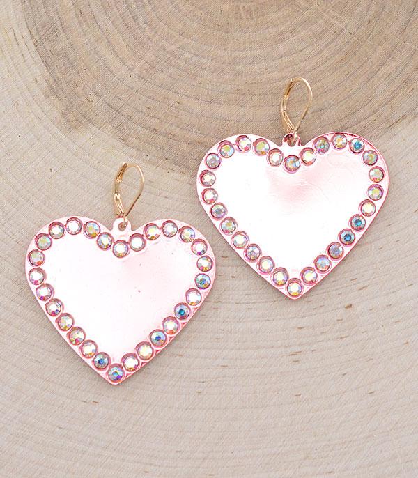 EARRINGS :: TRENDY EARRINGS :: Wholesale Heart Rhinestone Dangle Earrings