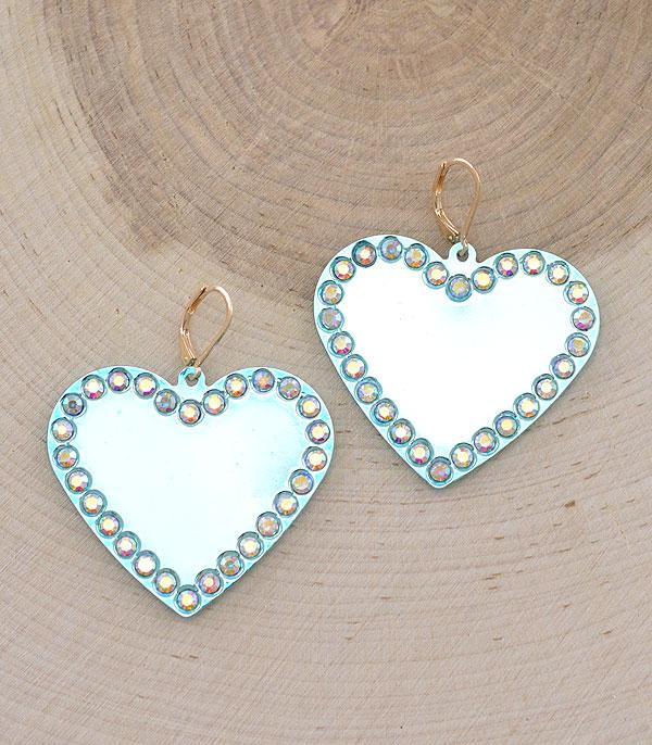 EARRINGS :: TRENDY EARRINGS :: Wholesale Heart Rhinestone Dangle Earrings