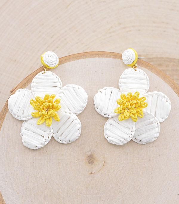 WHAT'S NEW :: Wholesale Raffia Flower Dangle Earrings