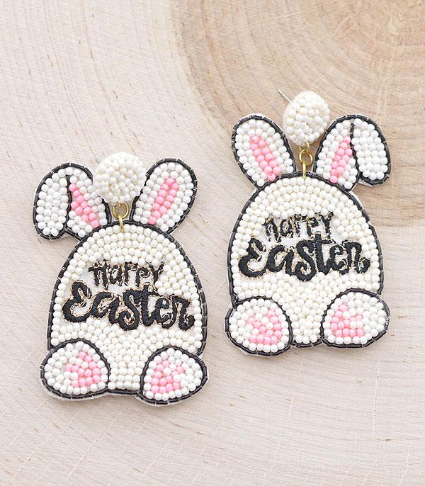 EARRINGS :: POST EARRINGS :: Wholesale Seed Bead Easter Bunny Earrings