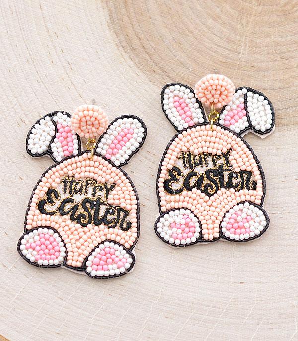 EARRINGS :: POST EARRINGS :: Wholesale Seed Bead Easter Bunny Earrings