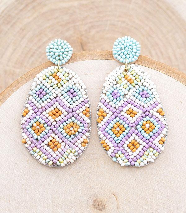 EARRINGS :: POST EARRINGS :: Wholesale Seed Bead Easter Egg Earrings