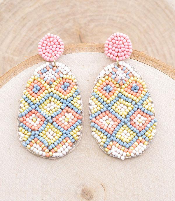 EARRINGS :: POST EARRINGS :: Wholesale Seed Bead Easter Egg Earrings