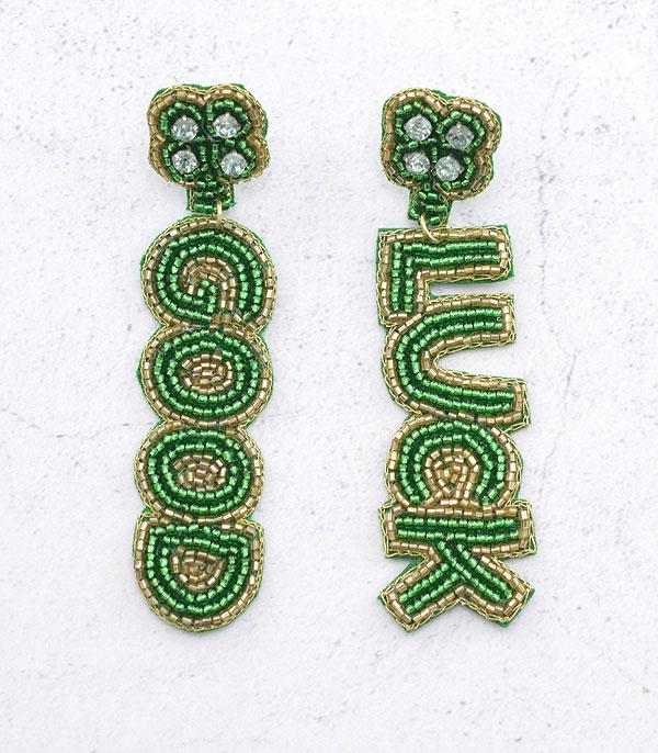 EARRINGS :: POST EARRINGS :: Wholesale Seed Bead St.Patricks Day Earrings