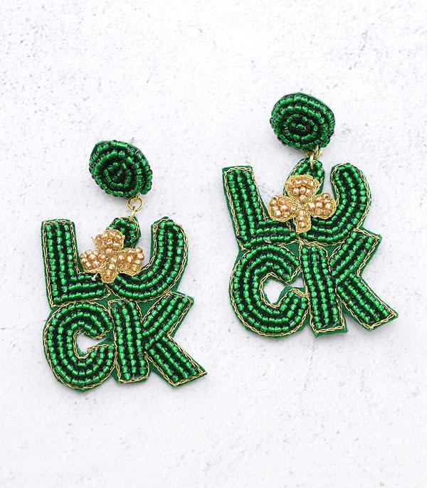 EARRINGS :: WESTERN POST EARRINGS :: Wholesale St.Patricks Day Beaded Earrings