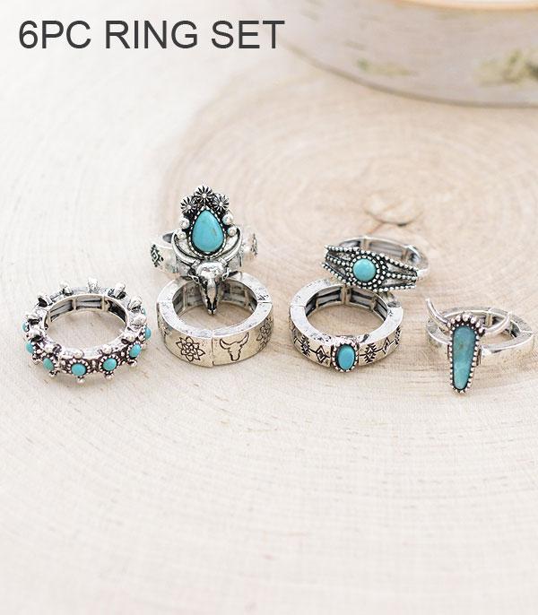 RINGS :: Wholesale Western Turquoise Ring Set
