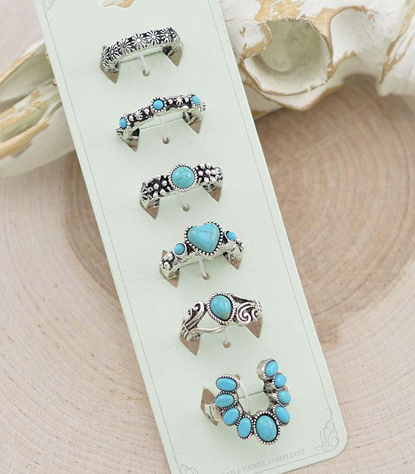 RINGS :: Wholesale Western Turquoise Ring Set