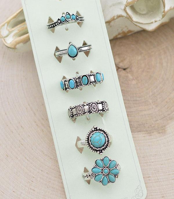 RINGS :: Wholesale Western Turquoise Ring Set