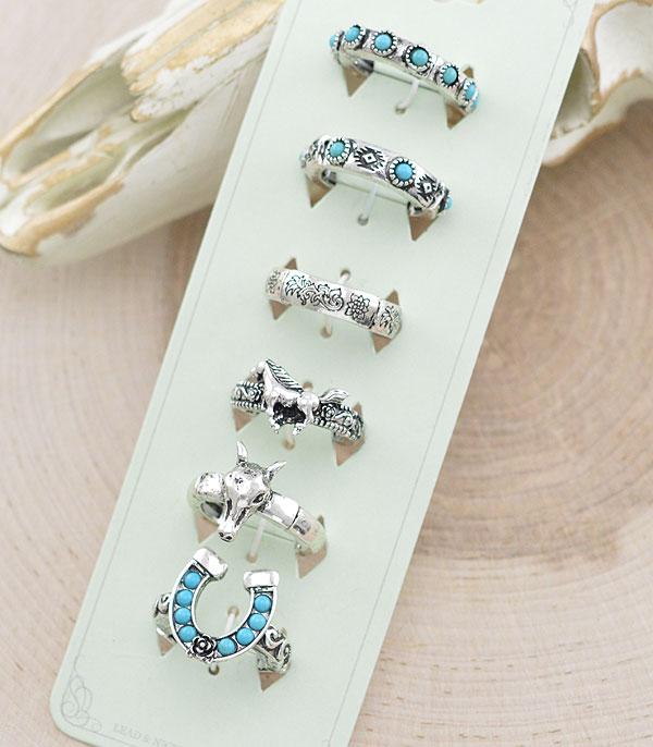 RINGS :: Wholesale Western Turquoise Ring Set