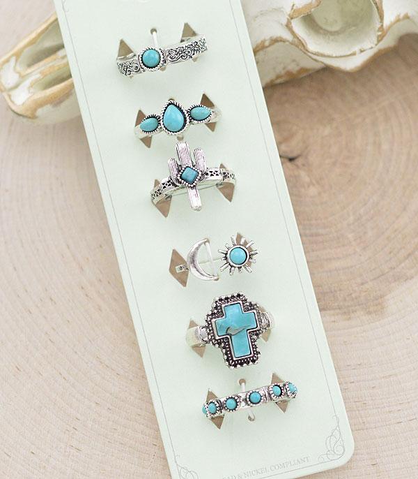 RINGS :: Wholesale Western Turquoise Ring Set