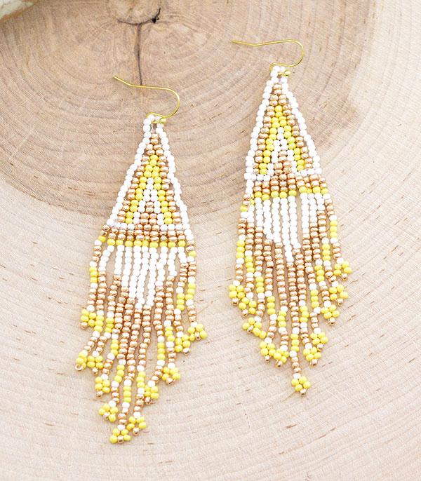 EARRINGS :: TRENDY EARRINGS :: Wholesale Aztec Seed Bead Tassel Earrings