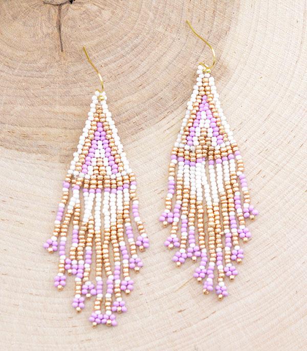 EARRINGS :: TRENDY EARRINGS :: Wholesale Aztec Seed Bead Tassel Earrings