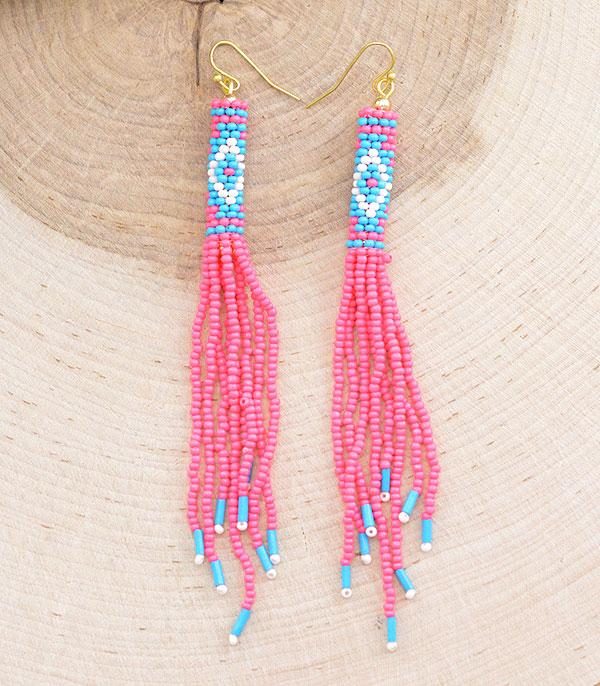 New Arrival :: Wholesale Aztec Seed Bead Tassel Earrings