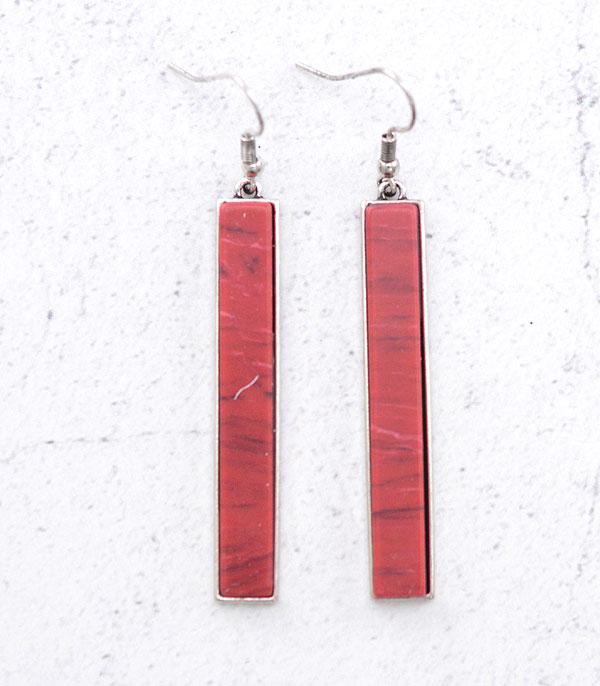 EARRINGS :: WESTERN HOOK EARRINGS :: Wholesale Western Semi Stone Bar Earrings