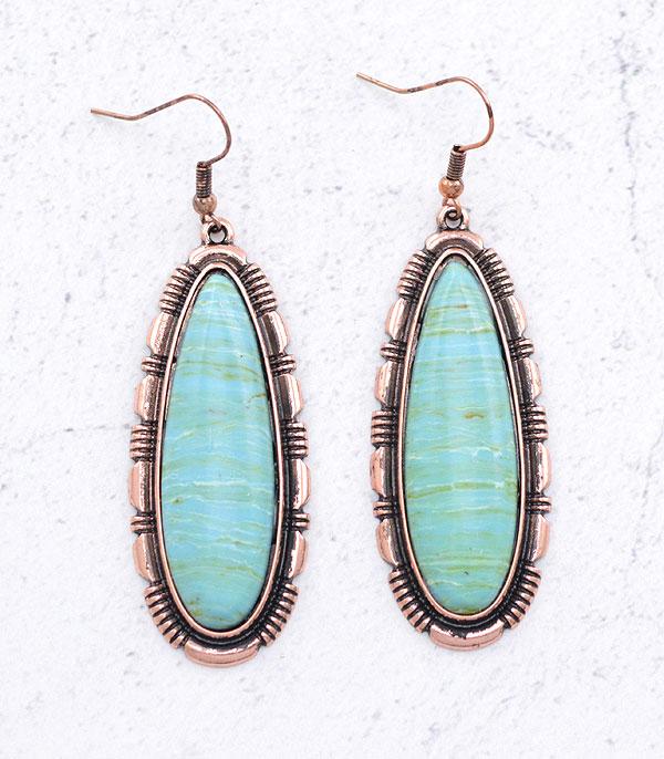 EARRINGS :: WESTERN HOOK EARRINGS :: Wholesale Western Semi Stone Teardrop Earrings