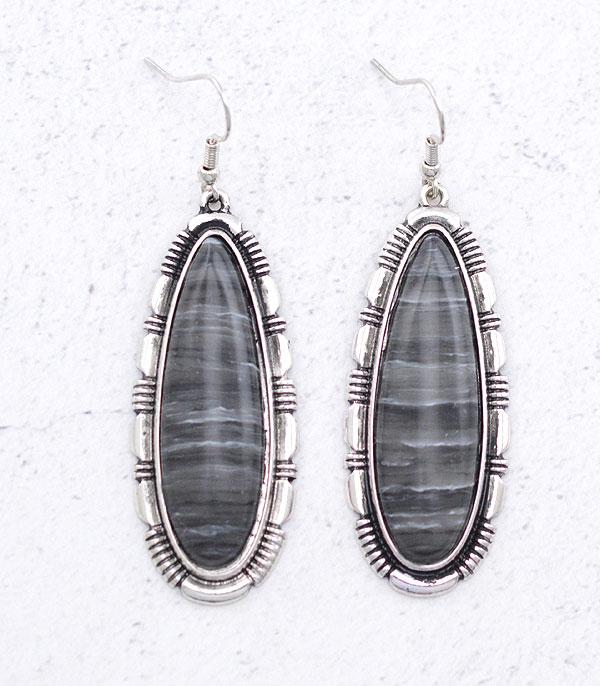 EARRINGS :: WESTERN HOOK EARRINGS :: Wholesale Western Semi Stone Teardrop Earrings