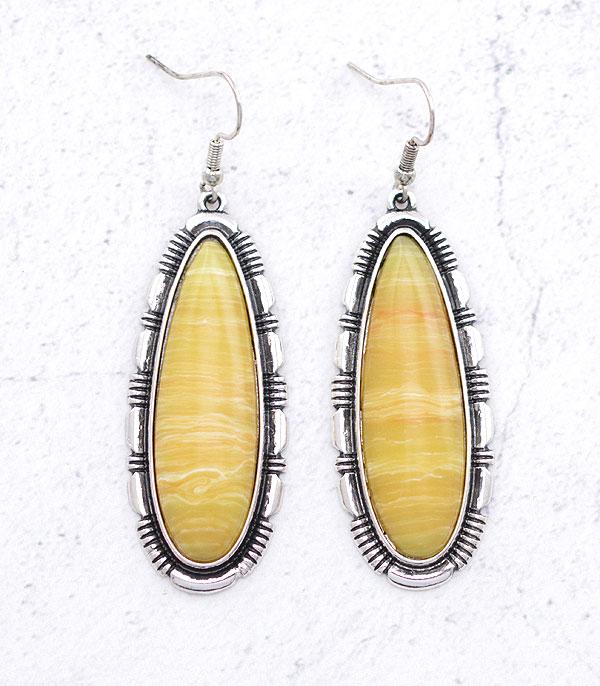 EARRINGS :: WESTERN HOOK EARRINGS :: Wholesale Western Semi Stone Teardrop Earrings