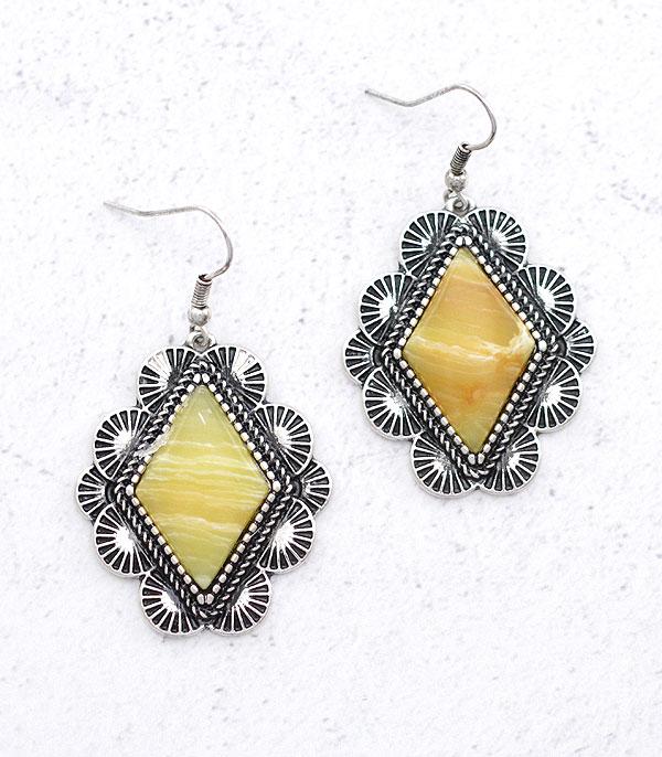 EARRINGS :: WESTERN HOOK EARRINGS :: Wholesale Western Semi Stone Concho Earrings