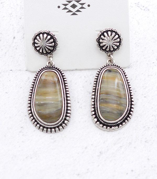 EARRINGS :: WESTERN POST EARRINGS :: Wholesale Western Semi Stone Concho Earrings