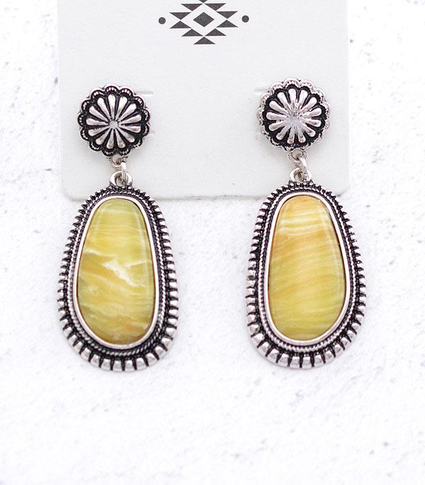 EARRINGS :: WESTERN POST EARRINGS :: Wholesale Western Semi Stone Teardrop Earrings