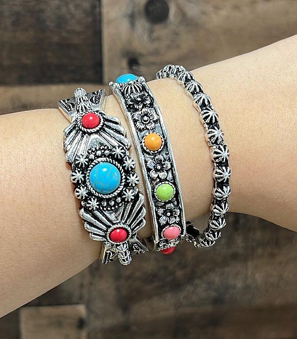 BRACELETS :: STRETCH :: Wholesale Western Chunky Bracelet Set