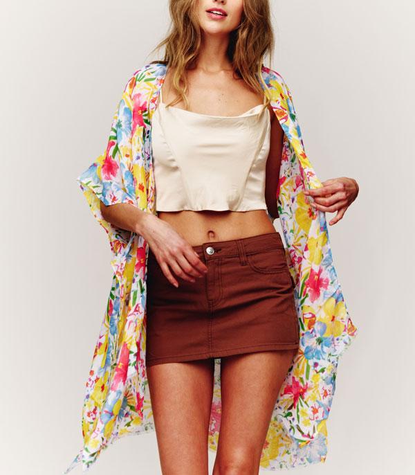 KIMONO I SCARVES :: KIMONO / PONCHO :: Wholesale Floral Print Spring Summer Kimono