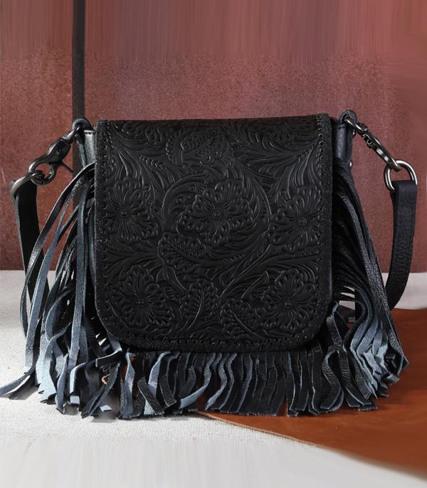 New Arrival :: Wholesale Leather Tooled Fringe Crossbody Bag