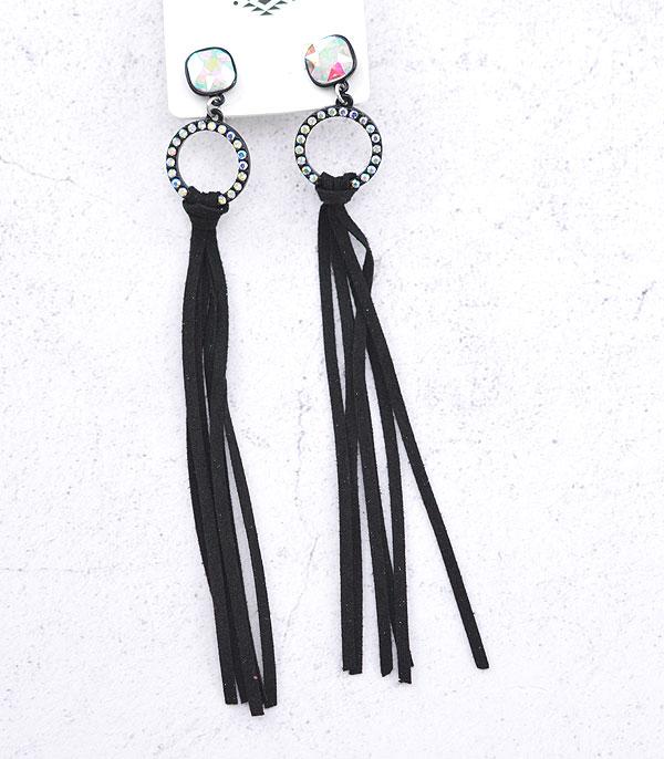 EARRINGS :: TRENDY EARRINGS :: Wholesale Glass Stone Fringe Earrings