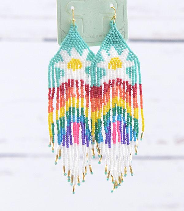 EARRINGS :: TRENDY EARRINGS :: Wholesale Seed Bead Flower Tassel Earrings