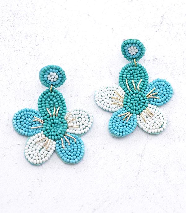 New Arrival :: Wholesale Seed Bead Flower Dangle Earrings