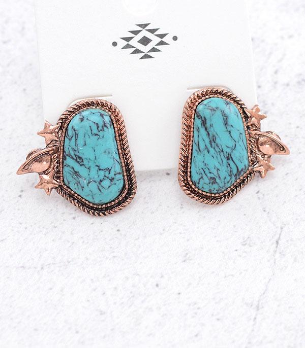 EARRINGS :: WESTERN POST EARRINGS :: Wholesale Western Turquoise Semi Stone Earrings