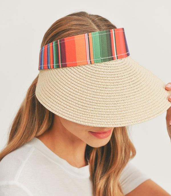 HATS I HAIR ACC :: VISOR I SOLID :: Wholesale Serape Straw Visor