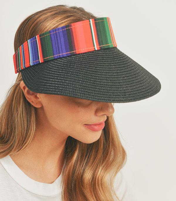 HATS I HAIR ACC :: VISOR I SOLID :: Wholesale Serape Straw Visor