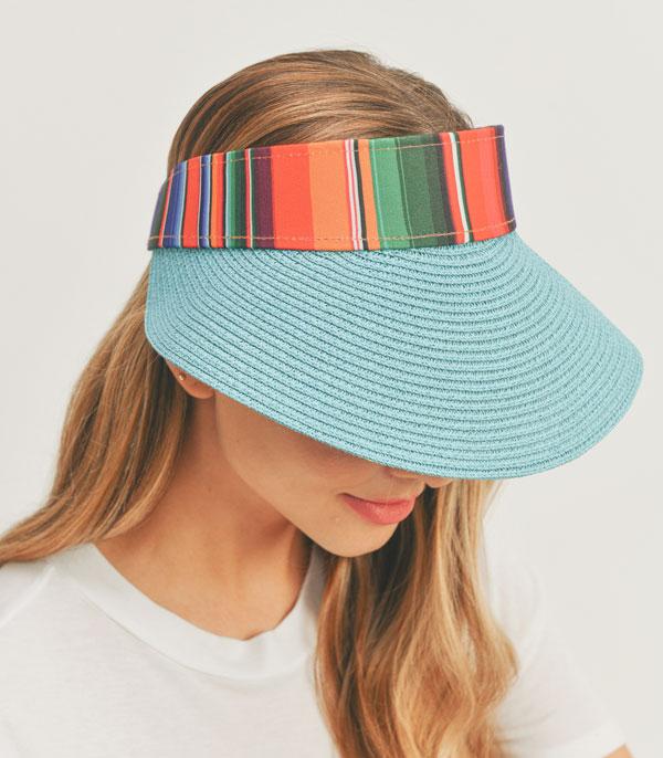 HATS I HAIR ACC :: RANCHER| STRAW HAT :: Wholesale Serape Summer Straw Visor