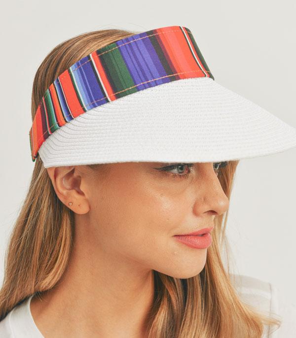 HATS I HAIR ACC :: VISOR I SOLID :: Wholesale Serape Straw Visor