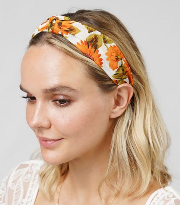 HATS I HAIR ACC :: HAIR ACCESSORIES :: Wholesale Sunflower Print Top Knot Headband