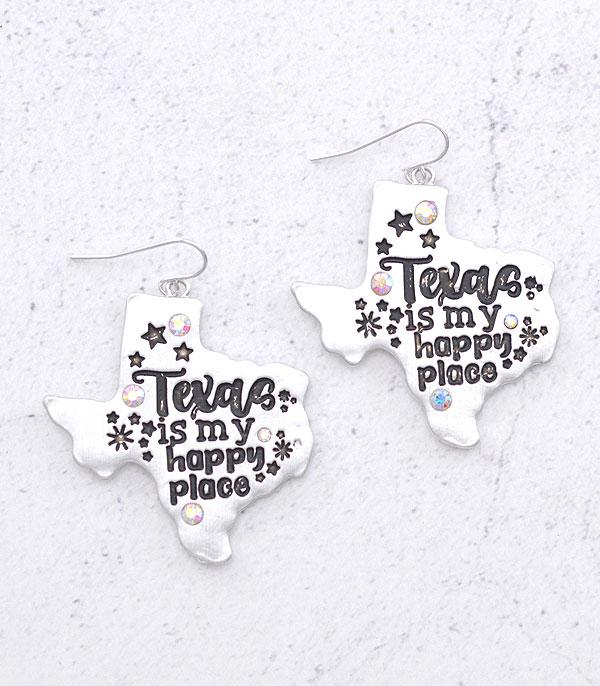 EARRINGS :: WESTERN HOOK EARRINGS :: Wholesale Texas MAp Dangle Earrings