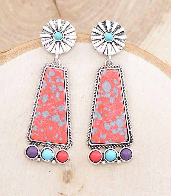 EARRINGS :: WESTERN POST EARRINGS :: Wholesale Western Semi Stone Earrings