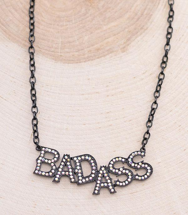 NECKLACES :: CHAIN WITH PENDANT :: Wholesale Western Rhinestone Badass Necklace