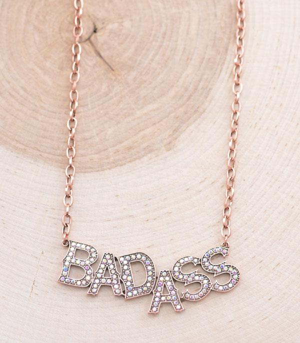 NECKLACES :: CHAIN WITH PENDANT :: Wholesale Western Rhinestone Badass Necklace