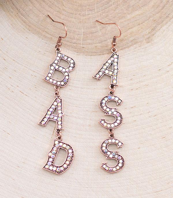 EARRINGS :: TRENDY EARRINGS :: Wholesale Western Badass Letter Earrings