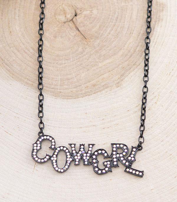 NECKLACES :: CHAIN WITH PENDANT :: Wholesale Western Rhinestone Cowgrl Necklace