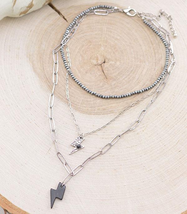 NECKLACES :: TRENDY :: Wholesale Western Lightning Bolt Pendant Necklace