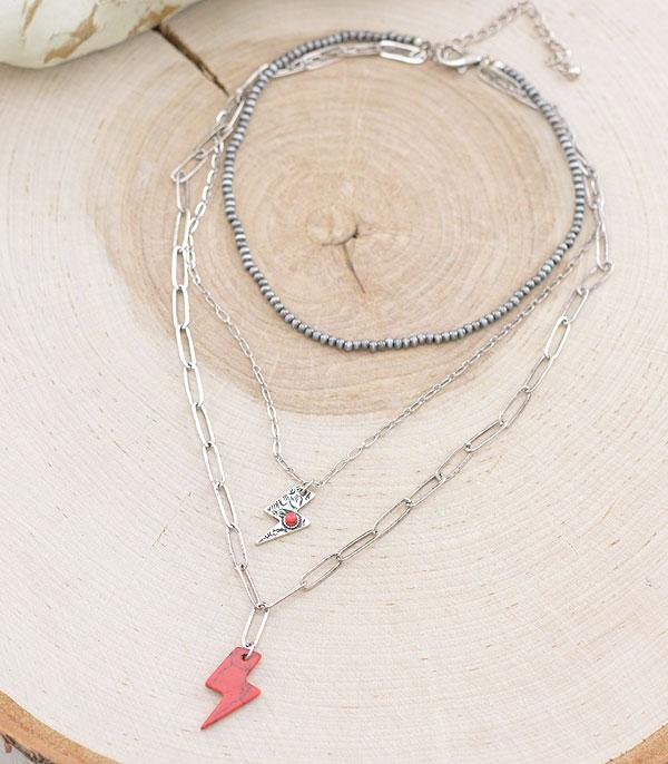 NECKLACES :: TRENDY :: Wholesale Western Lightning Bolt Pendant Necklace