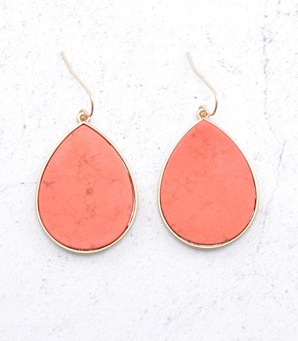 EARRINGS :: WESTERN HOOK EARRINGS :: Wholesale Semi Stone Teardrop Earrings