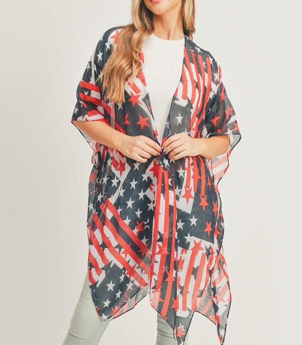 New Arrival :: Wholesale American Flag Print Kimono