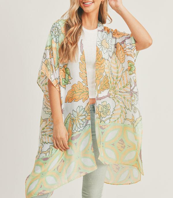 KIMONO I SCARVES :: KIMONO / PONCHO :: Wholesale Floral Print Kimono