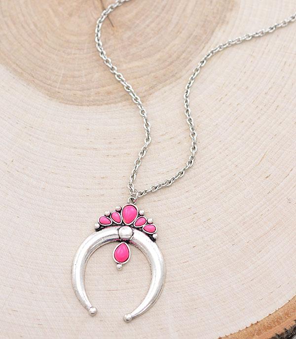 <font color=#FF6EC7>PINK COWGIRL</font> :: Wholesale Squash Blossom Pendant Necklace