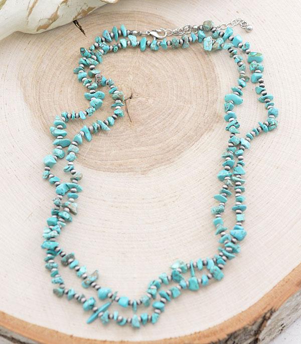NECKLACES :: LONG NECKLACES :: Wholesale Turquoise Chip Stone Long Necklace