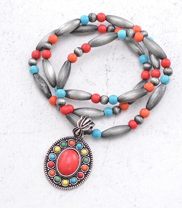 BRACELETS :: STRETCH-BEAD :: Wholesale Western Turquoise Concho Navajo Bracelet